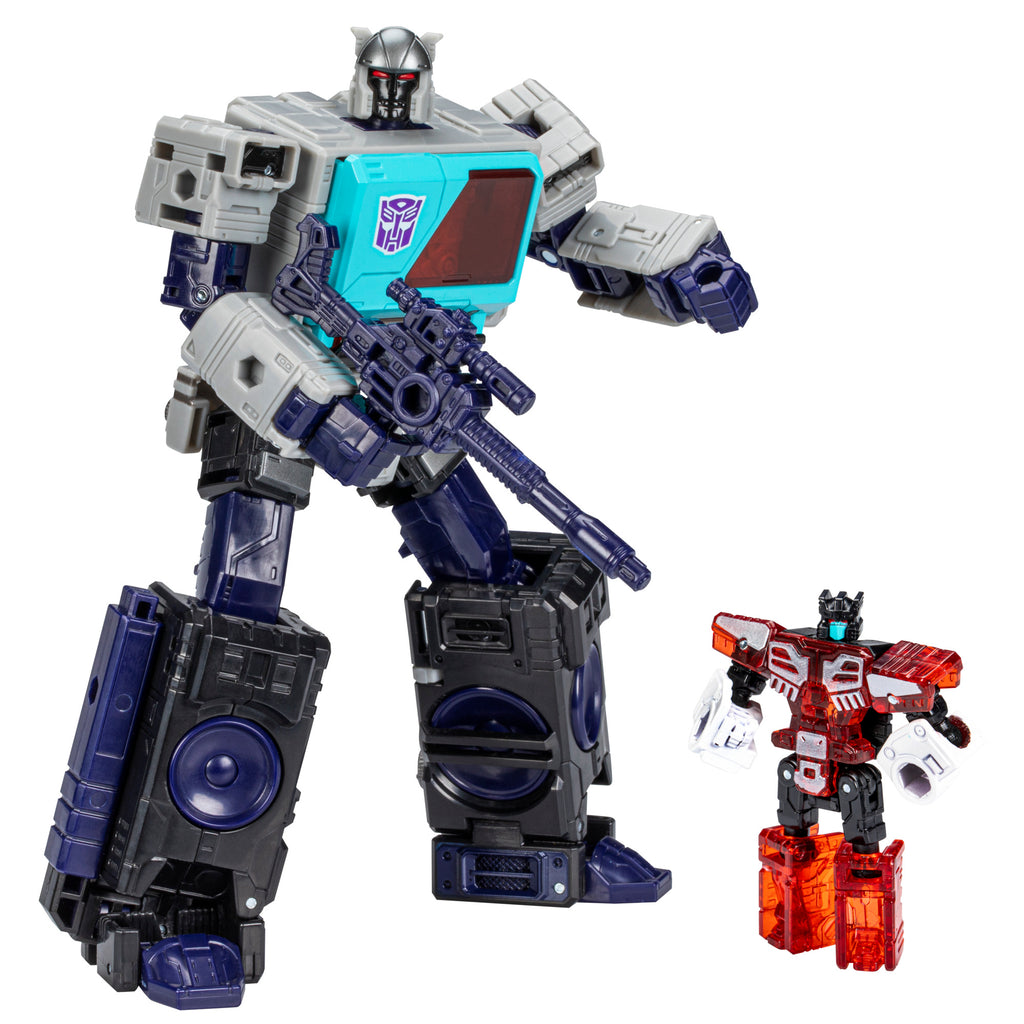 Transformers Generations Shattered Glass Autobot Blaster y Autobot Rewind